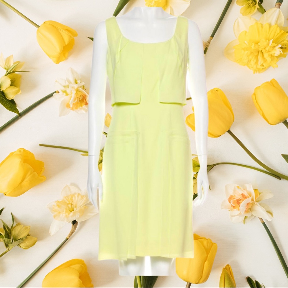 Carolina Herrera Lime Green Sleeveless Sheath Dress